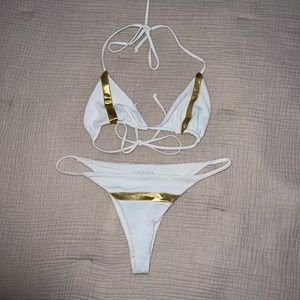 DJUNAH White Bikini with Gold Accent